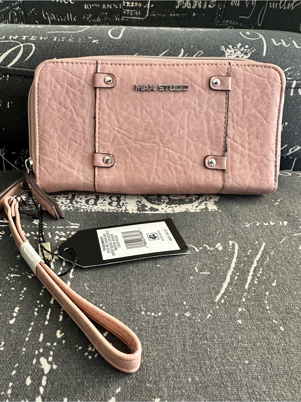 Max Studio Dusty Rose Zip-Around Wristlet